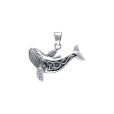 Celtic Accent Humpback Whale Sterling Silver Pendant TPD054 - Pendants